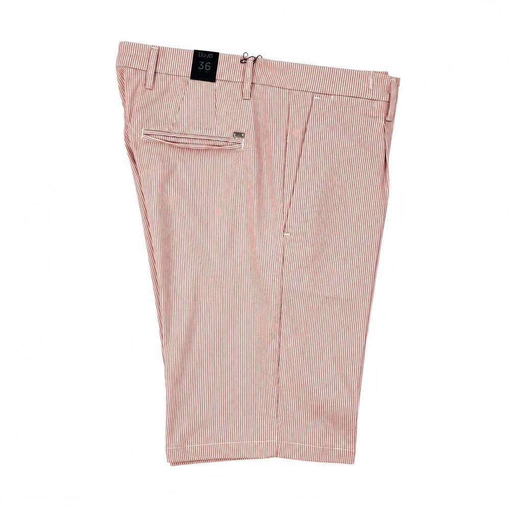 NEW LIU JO men's seersucker bermuda shorts in pink stripes